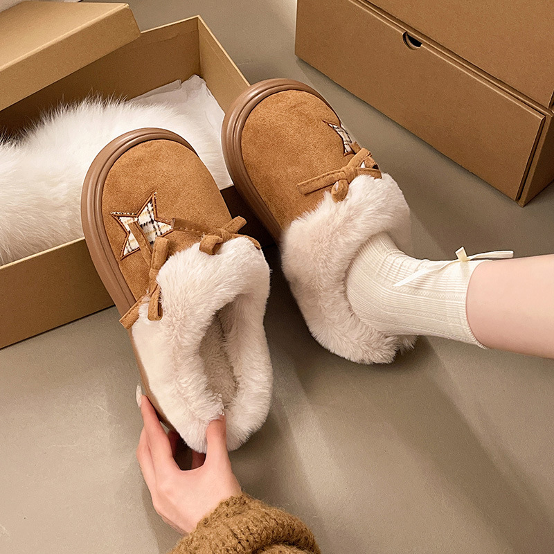 Sewing Fleece - Sandal wanita musim dingin dengan hiasan
