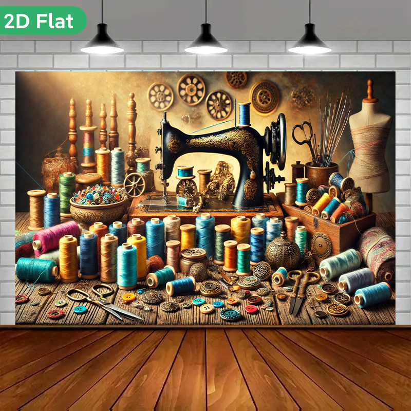 Tapestry Dinding Atelier Jahit - Sewing Machine In Textile ulasan dan harga